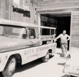 Marty Berlin showing off his custom made utility box on his 1961 GMC work truck.
